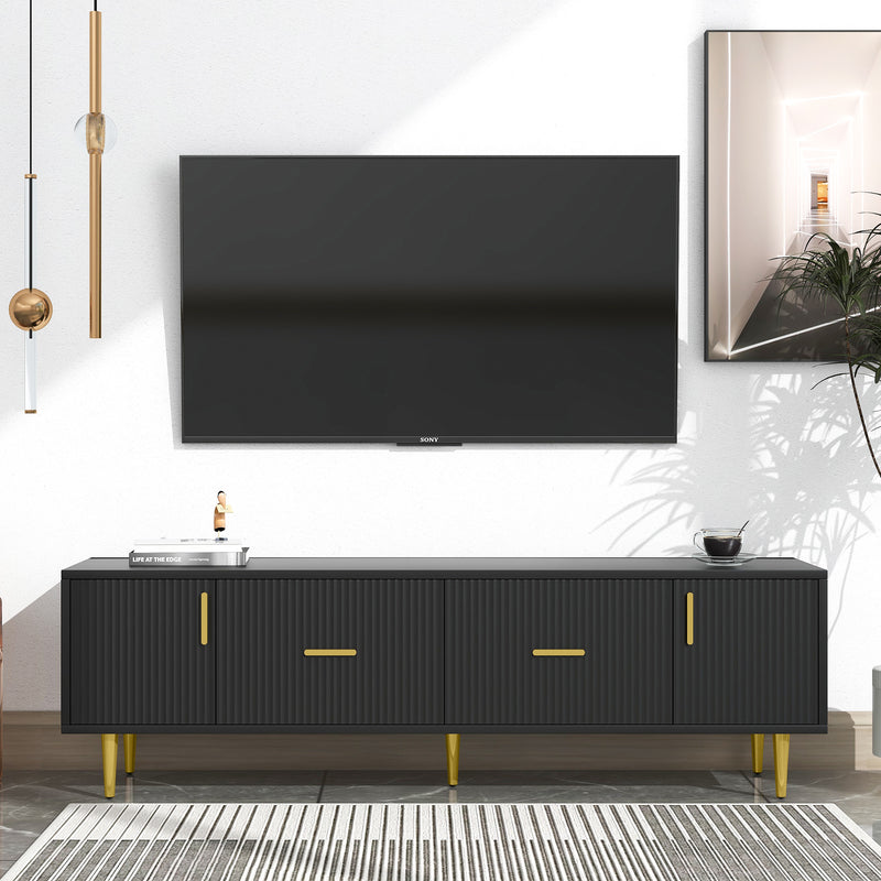 Modern TV Stand with 5 Champagne Legs - Durable, Stylish and Spacious, TVs Up to 75''