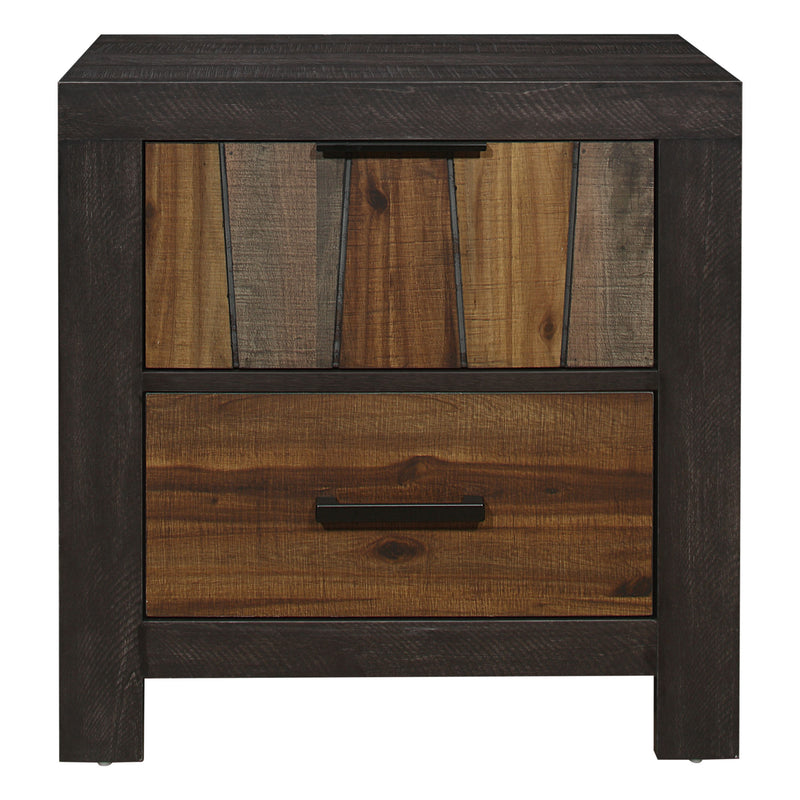 Unique Style Nightstand 1pc Multi-Tone Wire Brushed Finishes 2x Dovetail Drawers Distinct Style Bedroom Furniture
