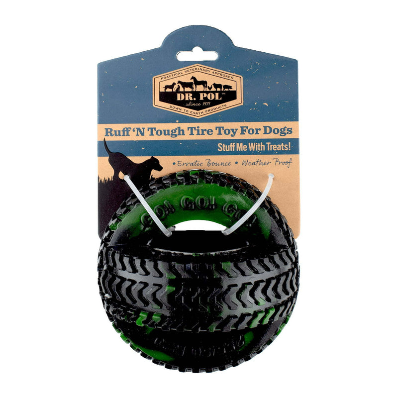 Dr. Pol Green TPR Thread Tire Fetch & Chew Dog Toy for All Dogs. Play, Toss & Tug. 4.5