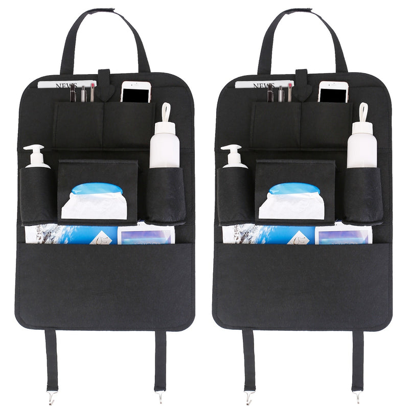 2Pcs Car Backseat Organizer Multi-pocket Car Storage Bag with 7 Pockets For Toys Snacks Drinks Pill Boxes Books
